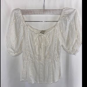 White Ruffle Dress Top